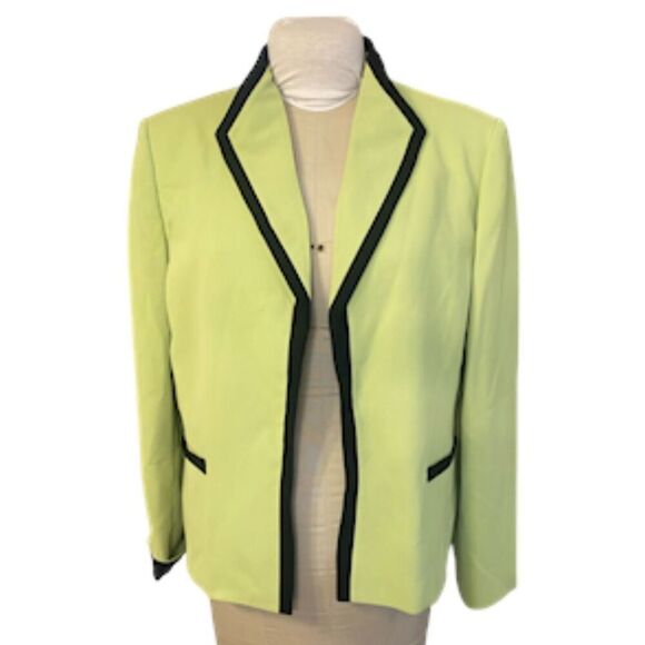 Jones Studio Separates Green/Black Blazer Lined Sz. 16 Open Front Professional - Picture 1 of 12